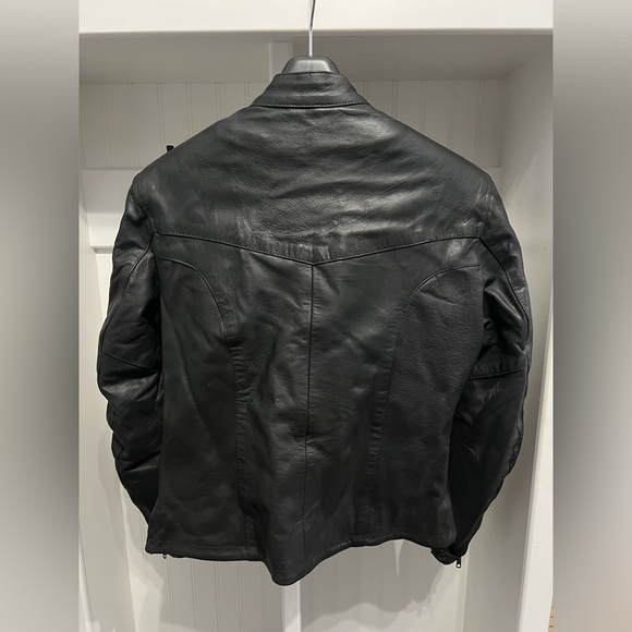 Black and Pink Leather Motorcycle Jacket - Picture 2 of 6